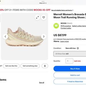 Merrell Women's Bravada 2 Moon Trail Running Shoes - Beige Size 11